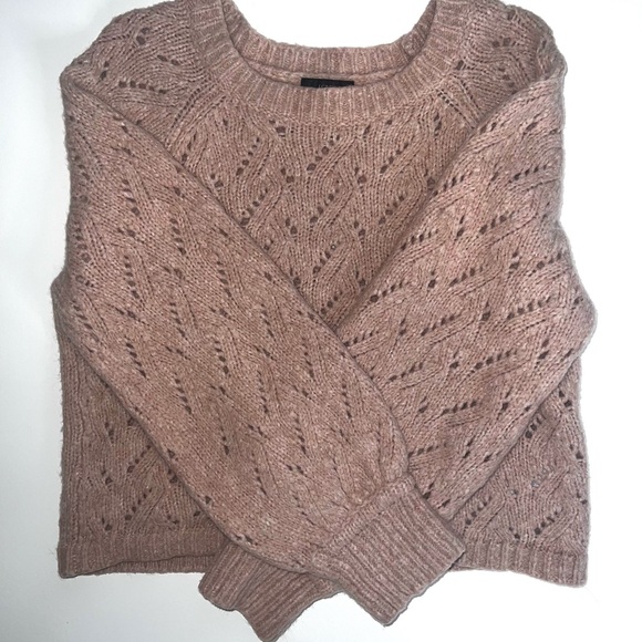 J. Crew Light Pink Pointelle Wool Blend Crew Neck Sweater Sz L - Picture 11 of 12